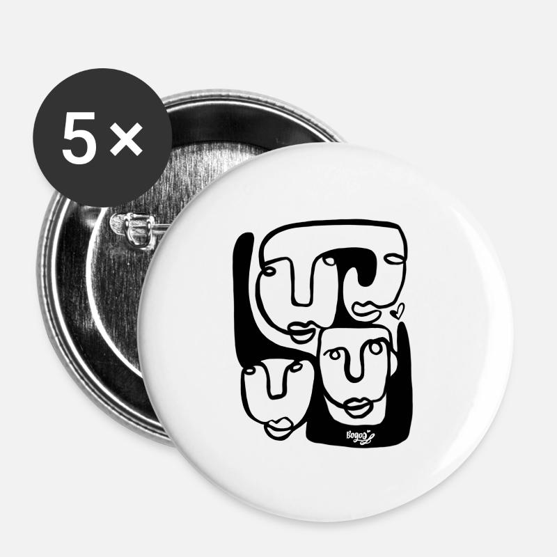 - Heart People - Buttons groß 56 mm (5er Pack) - Weiß