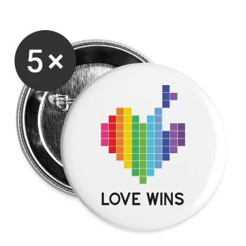 Pride Month LGBT - Love Wins - Buttons large 2.2''/56 mm (5-pack) - white - Front
