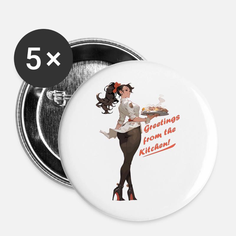 Greetings from the Kitchen - Buttons large 2.2''/56 mm (5-pack) - white