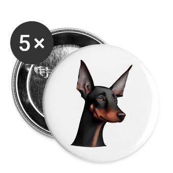 Doberman trainer dog Doberman Doberman puppy - Buttons large 2.2''/56 mm (5-pack) - white - Front