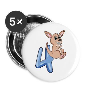 4. Geburtstag Motiv Känguru - vier Jahre - Buttons groß 56 mm (5er Pack) - Weiß - Vorne