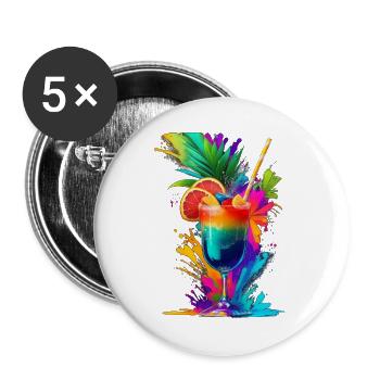 Cocktail Tropical - Buttons groß 56 mm (5er Pack) - Weiß - Vorne