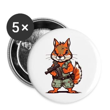 Eichhörnchen bis an die Zähne bewaffnet - Buttons groß 56 mm (5er Pack) - Weiß - Vorne