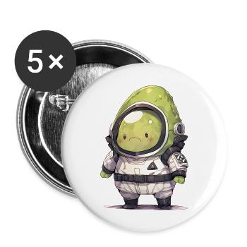 Astronauts Avocado - Buttons large 2.2''/56 mm (5-pack) - white - Front