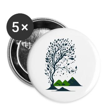Tree and mountains minimalist - Buttons large 2.2''/56 mm (5-pack) - white - Front