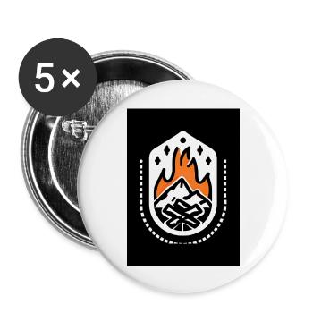 Camping Feuer - Buttons groß 56 mm (5er Pack) - Weiß - Vorne