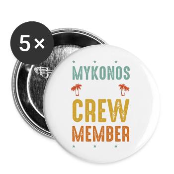 Mykonos Party Crew - Lot de 5 grands badges (56 mm) - blanc - Devant