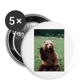 Niedlicher Hallo-Bär - Buttons groß 56 mm (5er Pack) - Weiß - Vorne