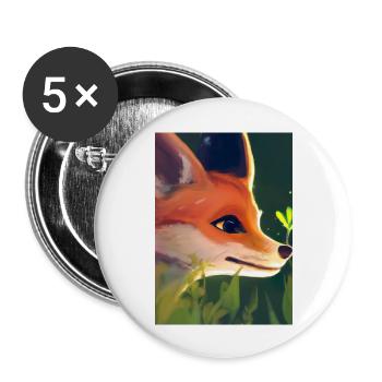 Niedliche Fuchs-Malerei - Buttons groß 56 mm (5er Pack) - Weiß - Vorne