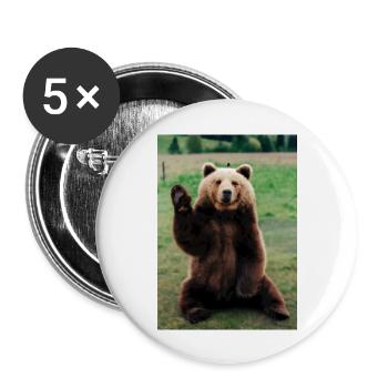 Niedlicher Hallo-Bär - Buttons groß 56 mm (5er Pack) - Weiß - Vorne