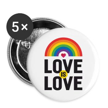 Pride Month LGBTQ - Love is Love - Buttons large 2.2''/56 mm (5-pack) - white - Front