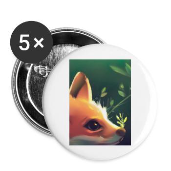 Niedliche Fuchs-Malerei - Buttons groß 56 mm (5er Pack) - Weiß - Vorne