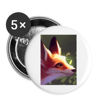 Niedliche Fuchs-Malerei - Buttons groß 56 mm (5er Pack) - Weiß - Vorne