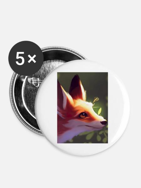 Niedliche Fuchs-Malerei - Buttons groß 56 mm (5er Pack) - Weiß