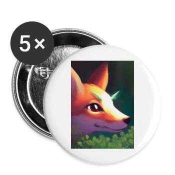 Niedliche Fuchs-Malerei - Buttons groß 56 mm (5er Pack) - Weiß - Vorne