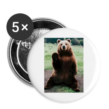 Niedlicher Hallo-Bär - Buttons groß 56 mm (5er Pack) - Weiß - Vorne
