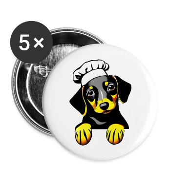 Teckel Chiens Restaurateur Chien Teckel Chiot Cuisine - Lot de 5 grands badges (56 mm) - blanc - Devant