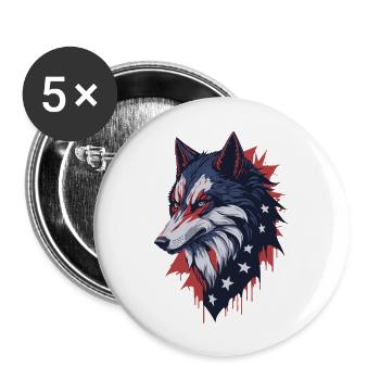 Wolf - Buttons large 2.2''/56 mm (5-pack) - white - Front