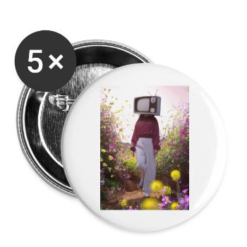 Flower TV Frauen - Buttons groß 56 mm (5er Pack) - Weiß - Vorne