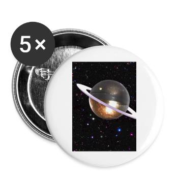 Funky Planet - Buttons groß 56 mm (5er Pack) - Weiß - Vorne