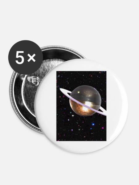 Funky Planet - Buttons groß 56 mm (5er Pack) - Weiß