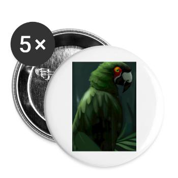 Grüner Dschungelvogel - Buttons groß 56 mm (5er Pack) - Weiß - Vorne