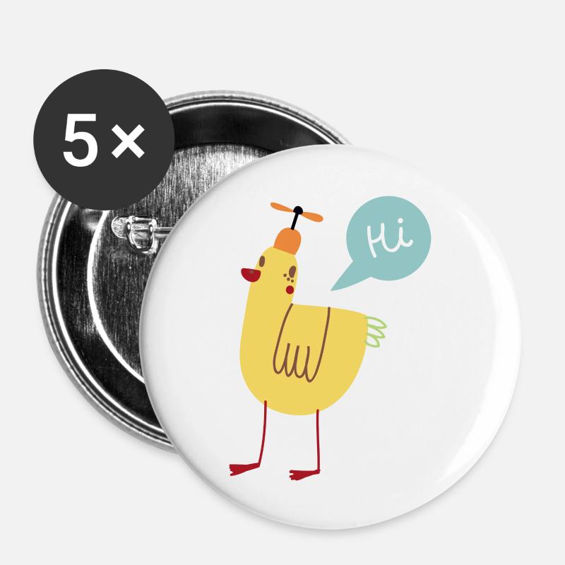 Vogel - Buttons groß 56 mm (5er Pack) - Weiß