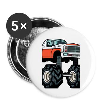 Monstertruck-Malerei - Buttons groß 56 mm (5er Pack) - Weiß - Vorne