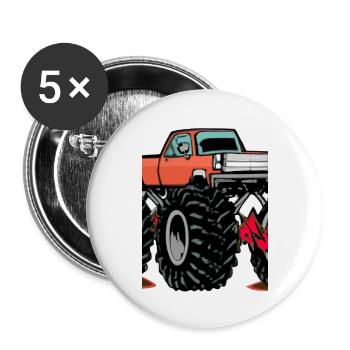 Monstertruck-Malerei - Buttons groß 56 mm (5er Pack) - Weiß - Vorne