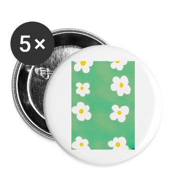 Blumen malen Muster - Buttons groß 56 mm (5er Pack) - Weiß - Vorne