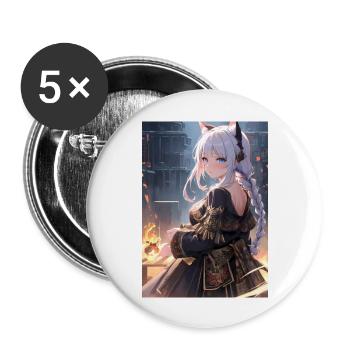 Oni Chan - Lot de 5 grands badges (56 mm) - blanc - Devant