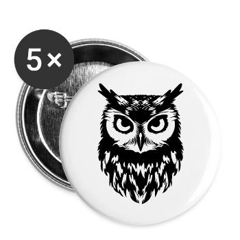 Owl Owl Bird Birds - Buttons large 2.2''/56 mm (5-pack) - white - Front