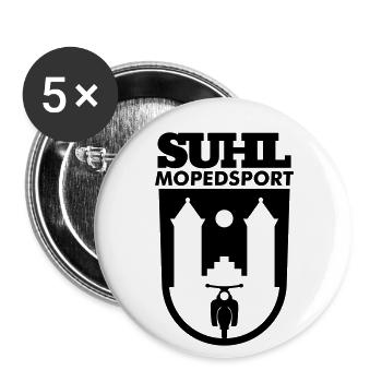 Suhl Mopedsport avec Simson Star Sperber Habicht v1 - Lot de 5 grands badges (56 mm) - blanc - Devant