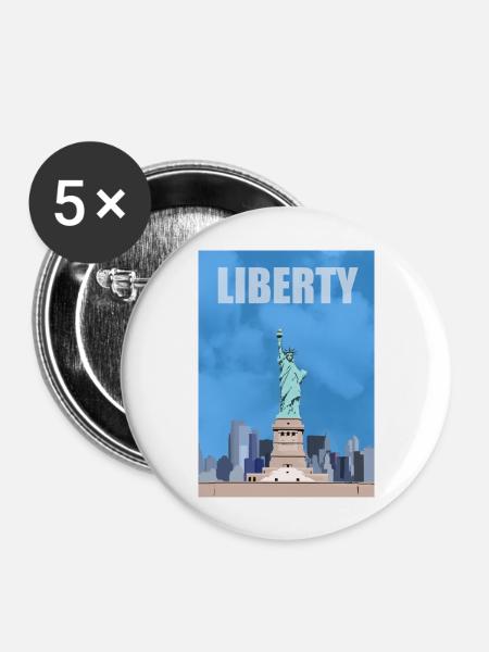 Freiheitsstatue - Buttons groß 56 mm (5er Pack) - Weiß