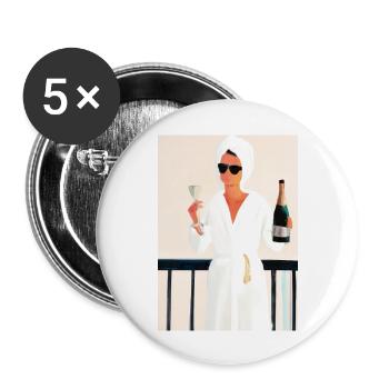 Frauen Weinbad - Buttons groß 56 mm (5er Pack) - Weiß - Vorne