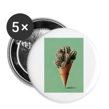 Kaktus-Eiscreme - Buttons groß 56 mm (5er Pack) - Weiß - Vorne