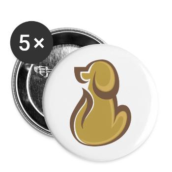 Hund - Buttons groß 56 mm (5er Pack) - Weiß - Vorne