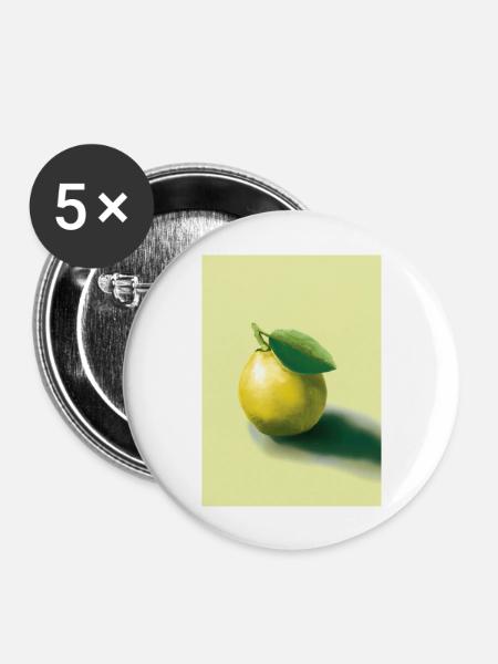 Zitrusfrüchte - Buttons groß 56 mm (5er Pack) - Weiß