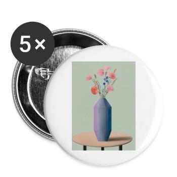Fancy Blumen Vase - Buttons groß 56 mm (5er Pack) - Weiß - Vorne