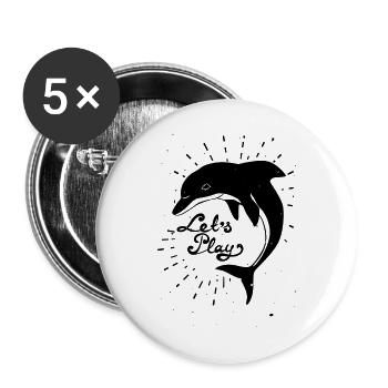 Meerestiere - Buttons groß 56 mm (5er Pack) - Weiß - Vorne