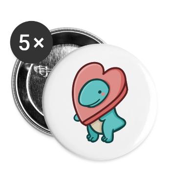 hugadino Heart T-Rex, Dino, Cute Dinosaur - Buttons large 2.2''/56 mm (5-pack) - white - Front