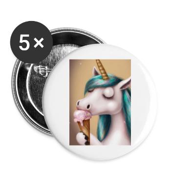 Eiscreme Einhorn - Buttons groß 56 mm (5er Pack) - Weiß - Vorne
