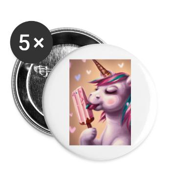 Eiscreme Einhorn - Buttons groß 56 mm (5er Pack) - Weiß - Vorne