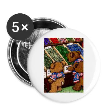 Japanische Teddybären Einkaufen - Buttons groß 56 mm (5er Pack) - Weiß - Vorne