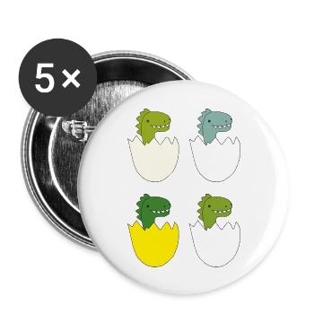 dino baby 4 fach - Buttons groß 56 mm (5er Pack) - Weiß - Vorne