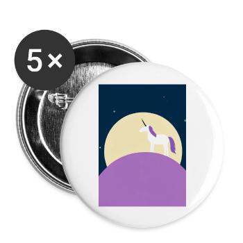 Mond Einhorn Minimal - Buttons groß 56 mm (5er Pack) - Weiß - Vorne