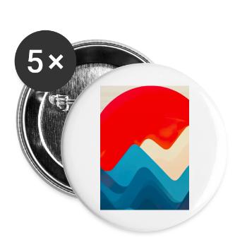 Retro Berge und Sonne - Buttons groß 56 mm (5er Pack) - Weiß - Vorne