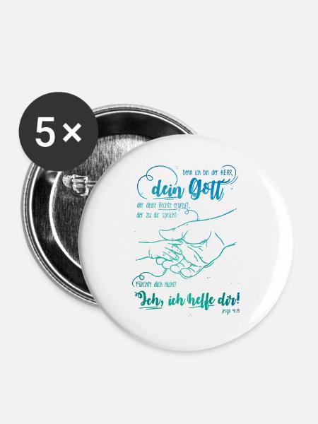 Jesaja Bibelvers Ich helfe dir - Buttons groß 56 mm (5er Pack) - Weiß
