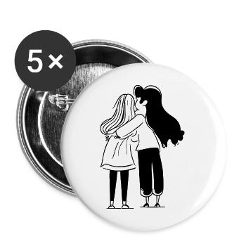 Freundschaft - Buttons groß 56 mm (5er Pack) - Weiß - Vorne