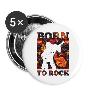 Rock Music Band Retro Guitar Vintage Heavy Metal - Buttons large 2.2''/56 mm (5-pack) - white - Front